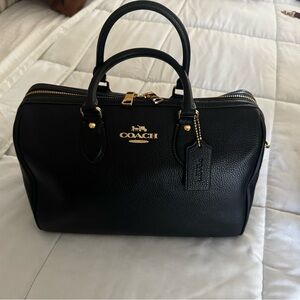 Coach Black Large Rowan Bag with Gold Details